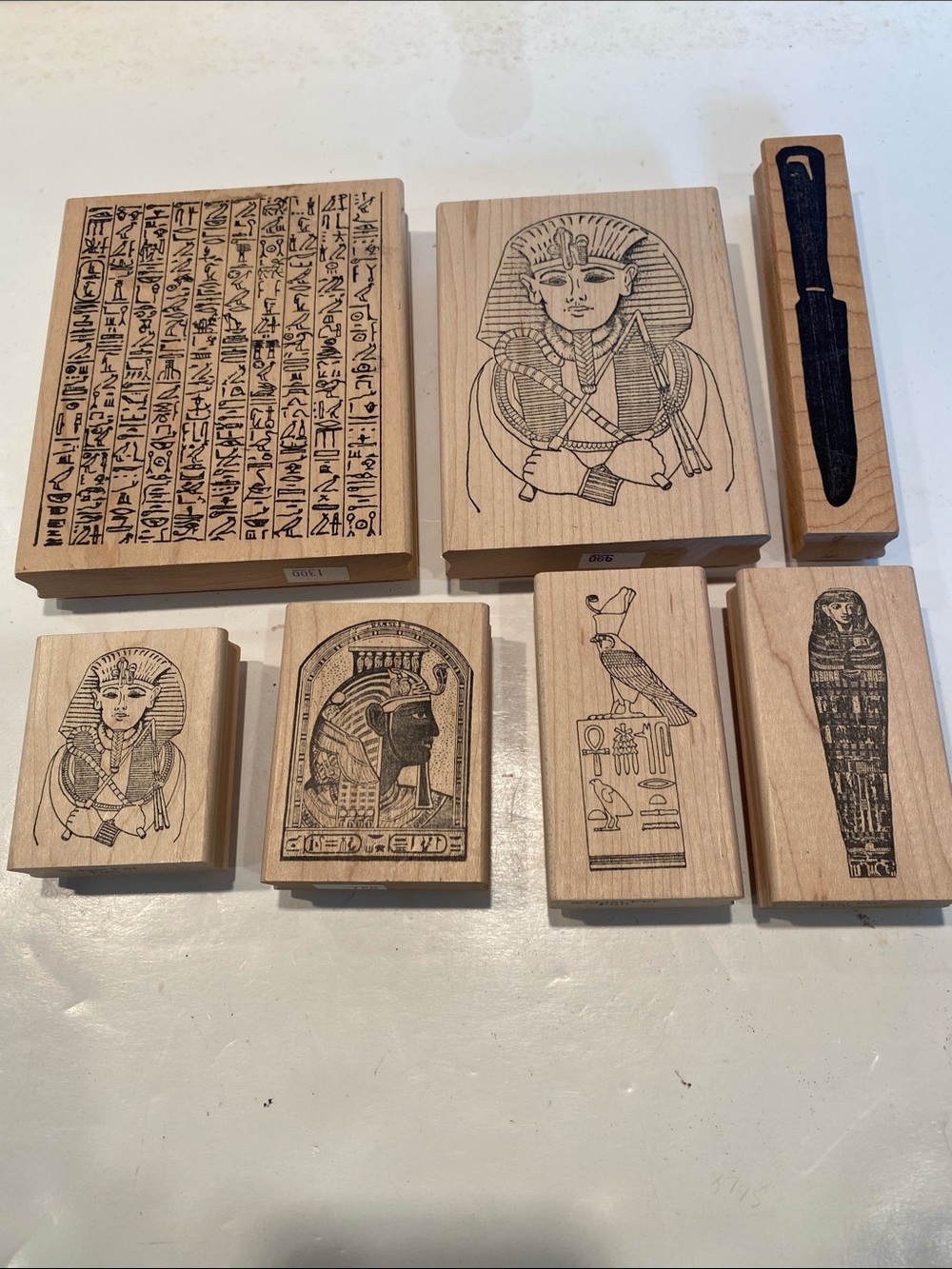 Vintage NWT & NWOT Set of 7 Wood-Mounted Egyptian Ink Stamps